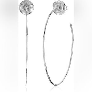 NWT Robert Lee Morris Soho Large Silver Hammered Wire Hoop Earrings